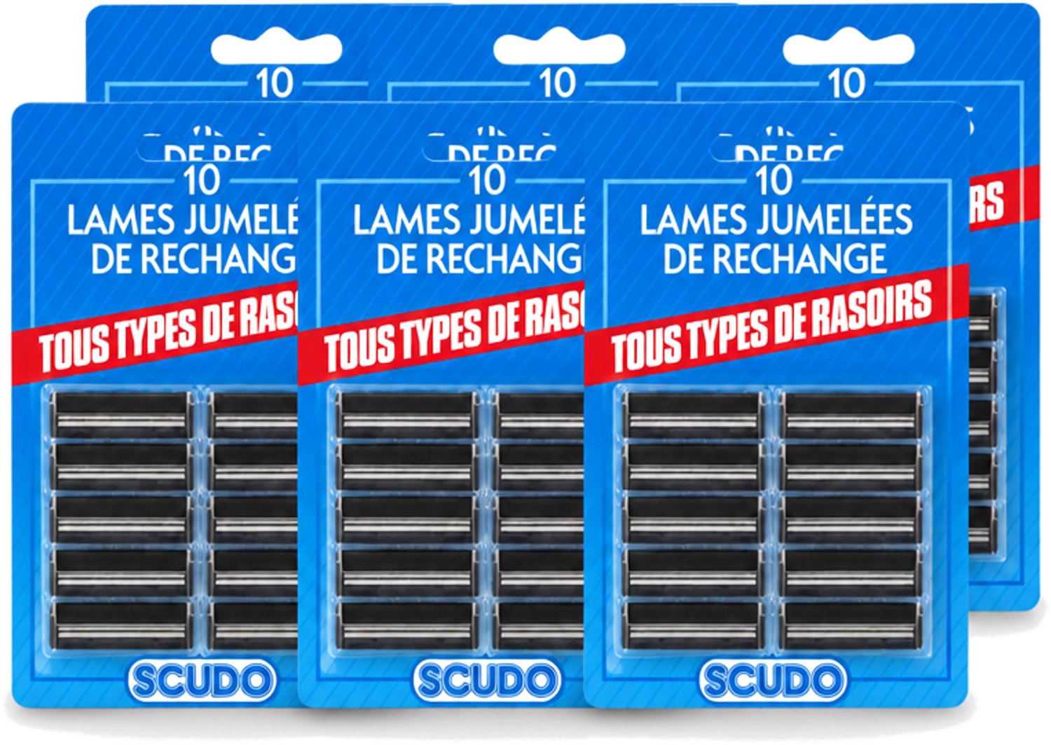 6 x Scudo - Scheermesjes - 2 Scheerbladen - Vervangmesjes voor Gillette G2 & Contour - 10 Mesjes - Voordeelverpakking - 6 stuks