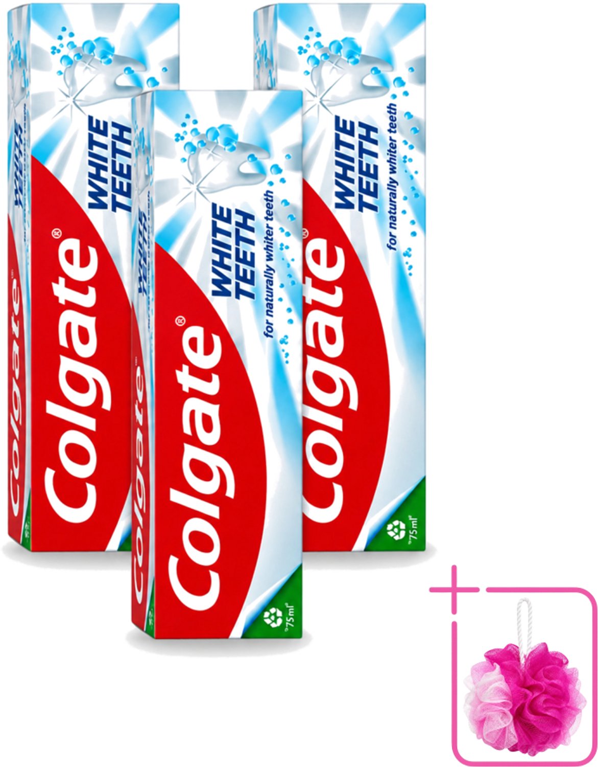 3 x Colgate – Tandpasta – White Teeth – 75 ml - Bulkverpakking - Witte tanden - Douchemop - Tanden reinigen