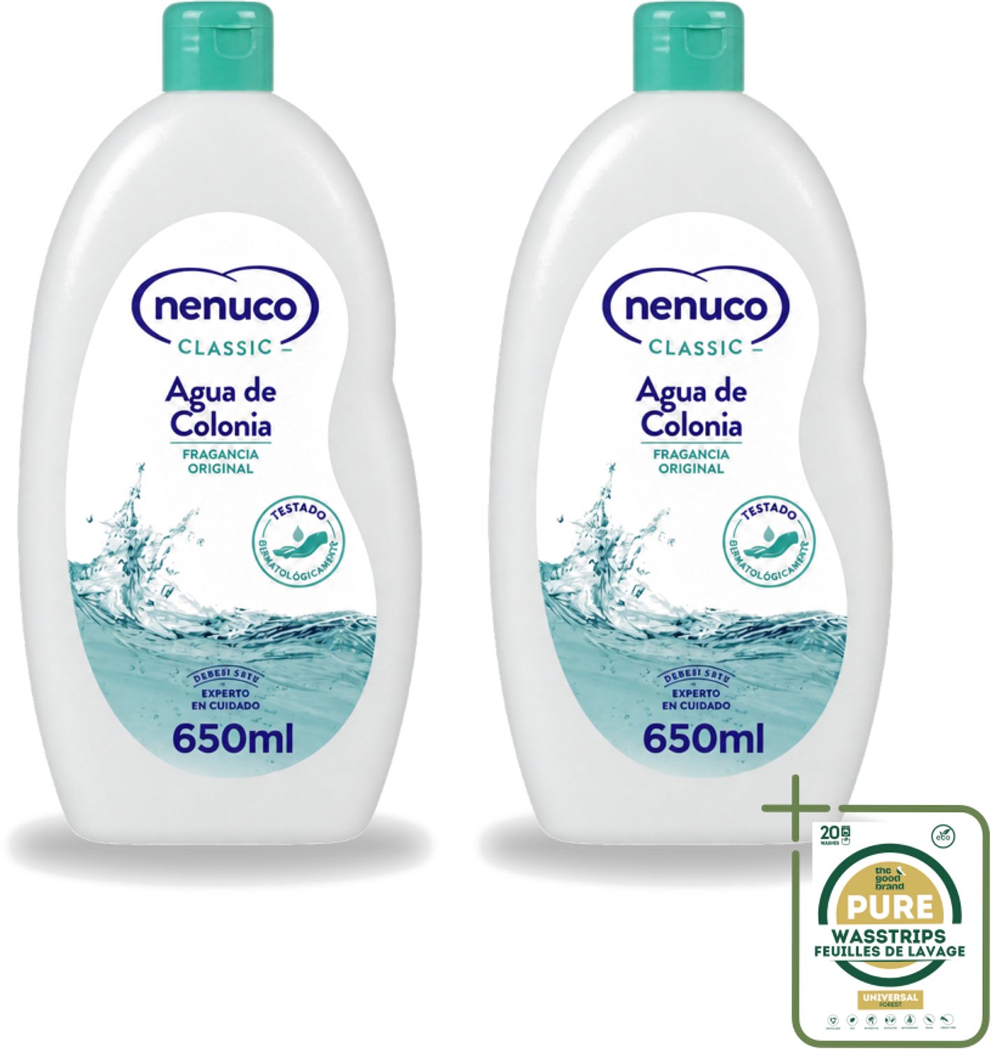 2 x Nenuco – Eau de Cologne – Klassiek – 650 ml - Wasstrips - Eau De Cologne - Kinderparfum - Frisheid - Poederige Geur - Citrusachtige Geur