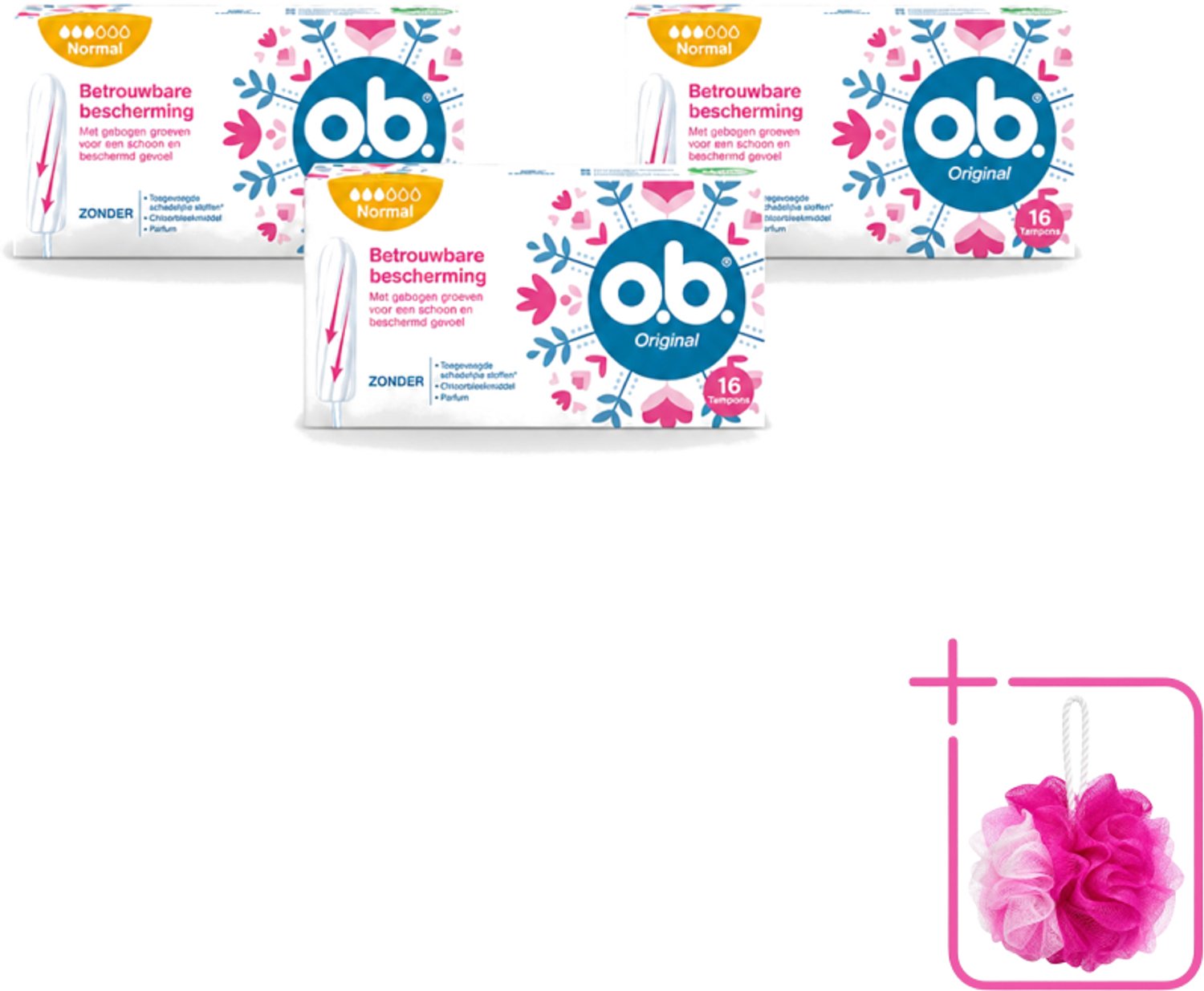 3 x o.b. Tampons - Original Normal - Voor Comfort en Betrouwbare Bescherming - 16 Tampons - Bulkverpakking - Tampons - Douchemop - Menstruatiebescherming
