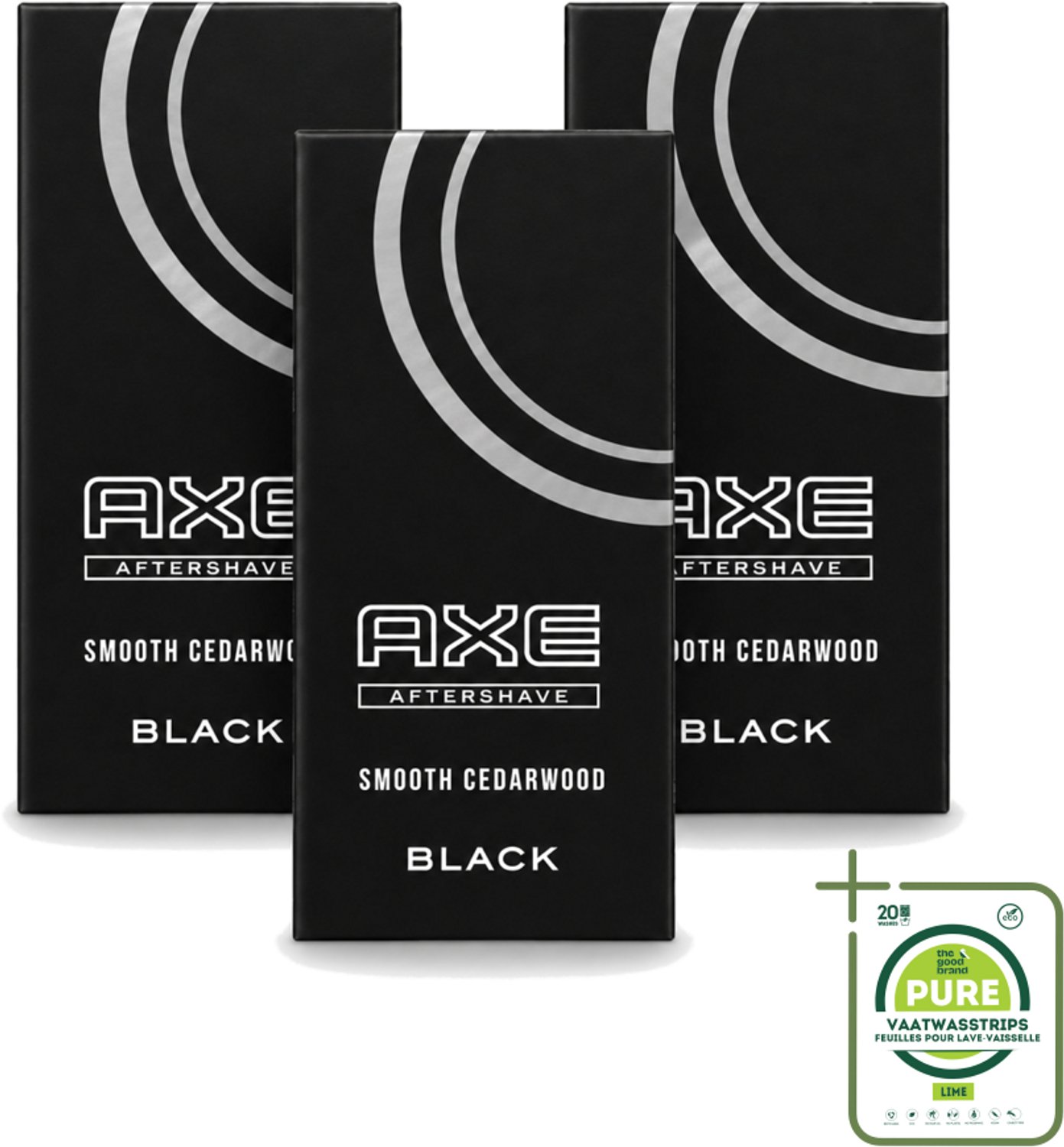 3 x Axe – Aftershave – Black – 100 ml - Grootverpakking - Vaatwasstrips - Aftershave - Huidverzorging - Scheren - Kalmerende Geur - Subtiele Geur