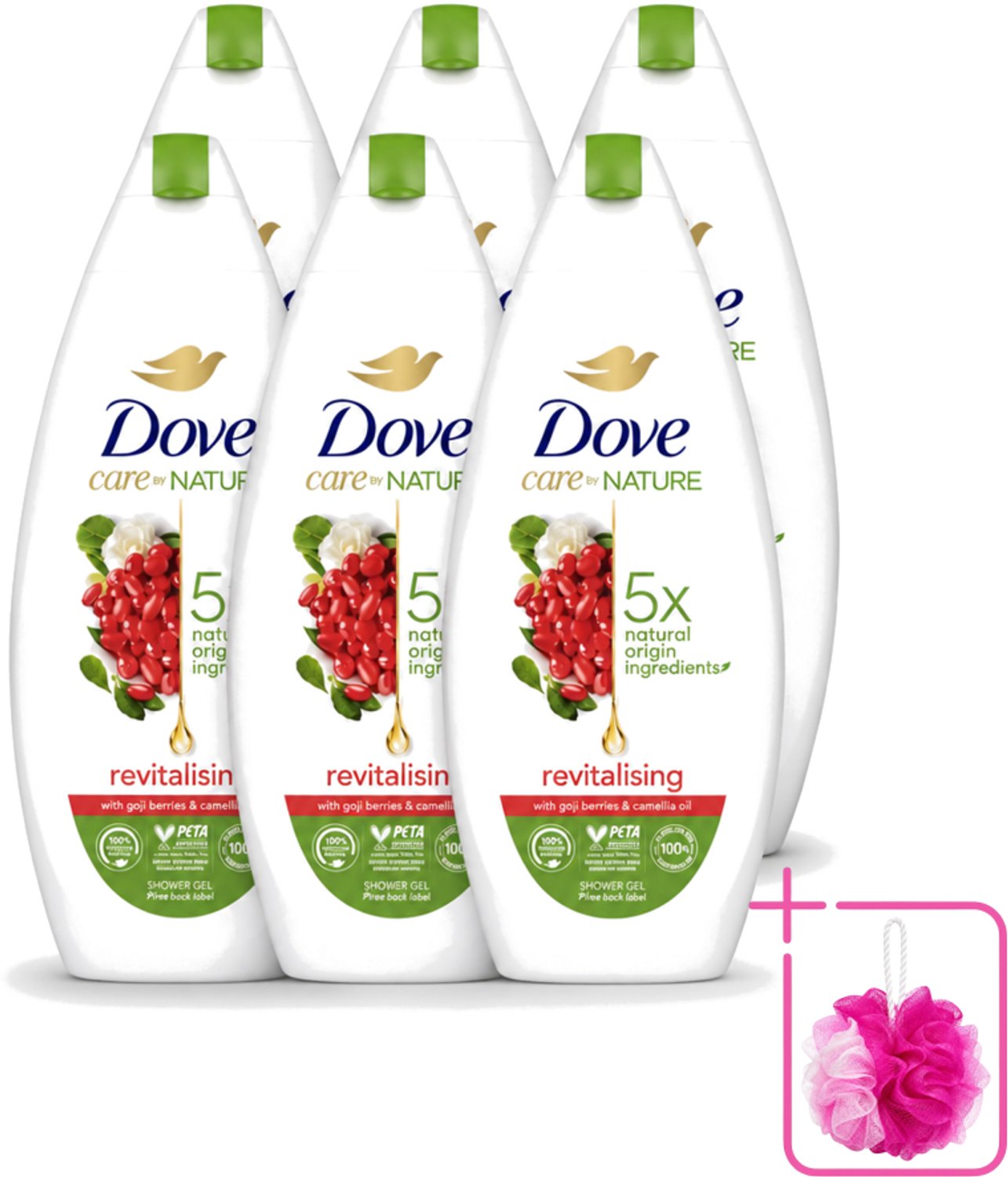 6 x Dove - Douchegel - Revitalising - Verfrissend - 225 ml - Bulkverpakking - Douchegel - Douchemop - Huidverzorging