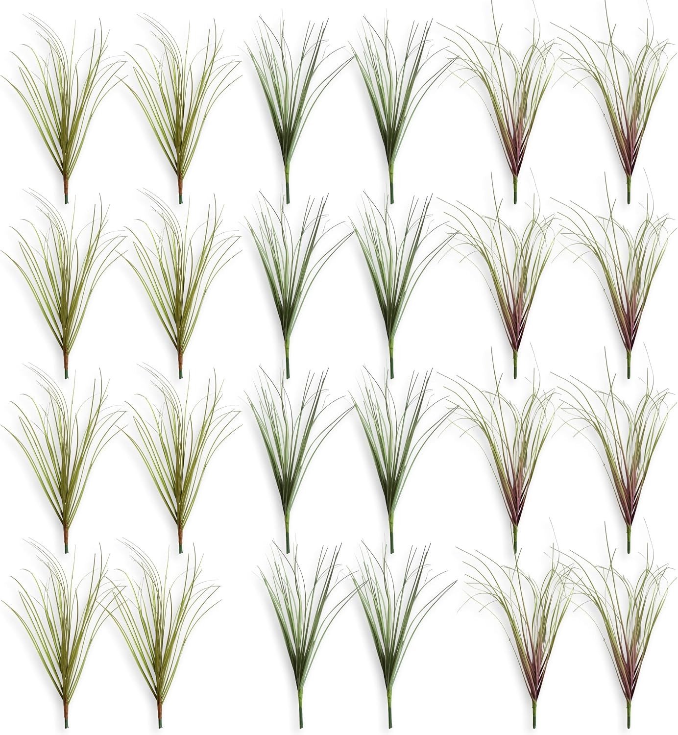 24 Bundels Kunstgras voor Buiten, Decoratief Kunstgras voor Tuin en Balkon, Flexibele PVC Planten met Rietgras Uiterlijk voor Woonkamer en Terras
