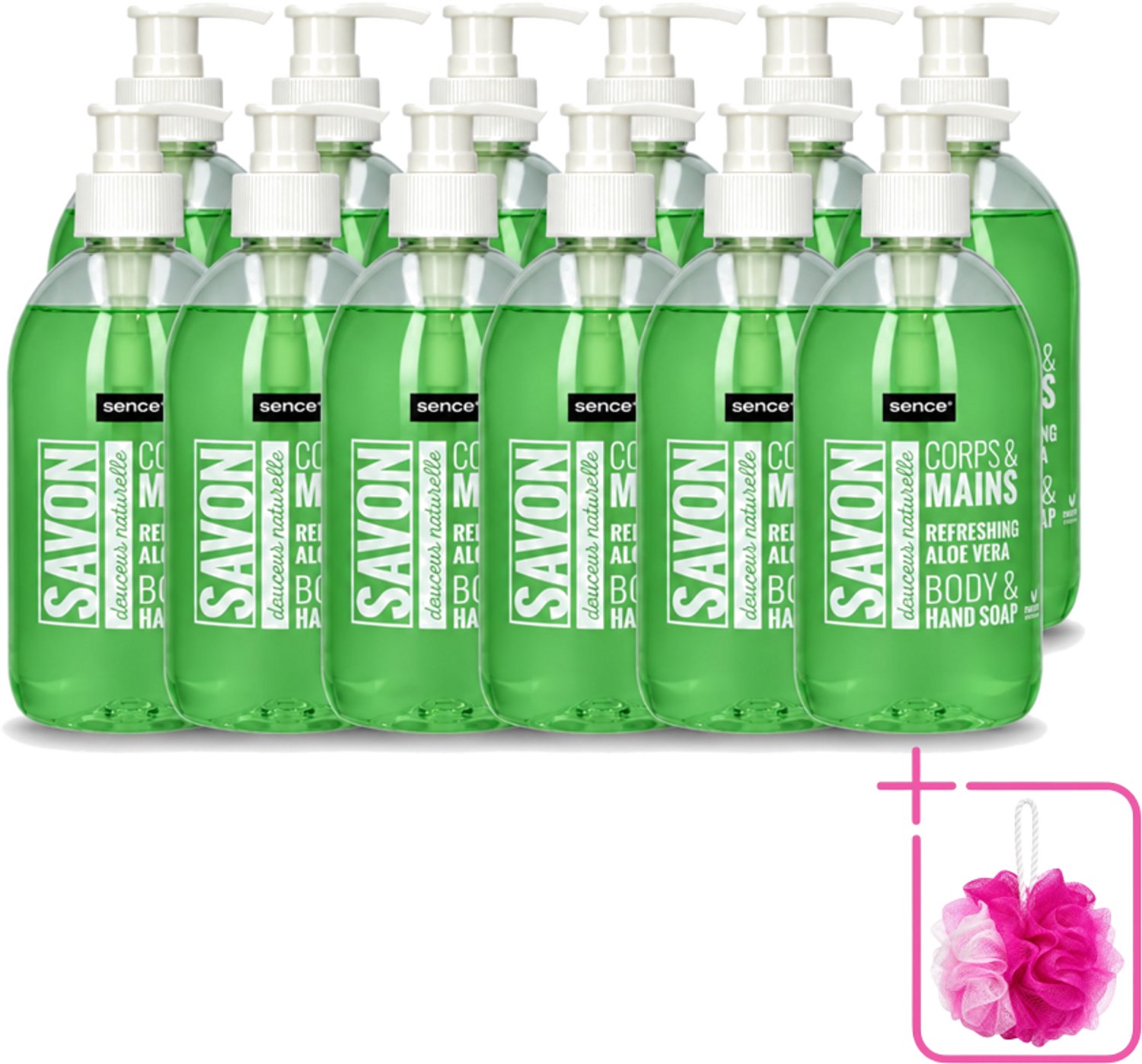 12 x Sence - Refreshing Aloe Vera - Handzeep - Savon - 500 ml - Bulkverpakking - Aloe Vera Handzeep - Douchemop - Handverzorging