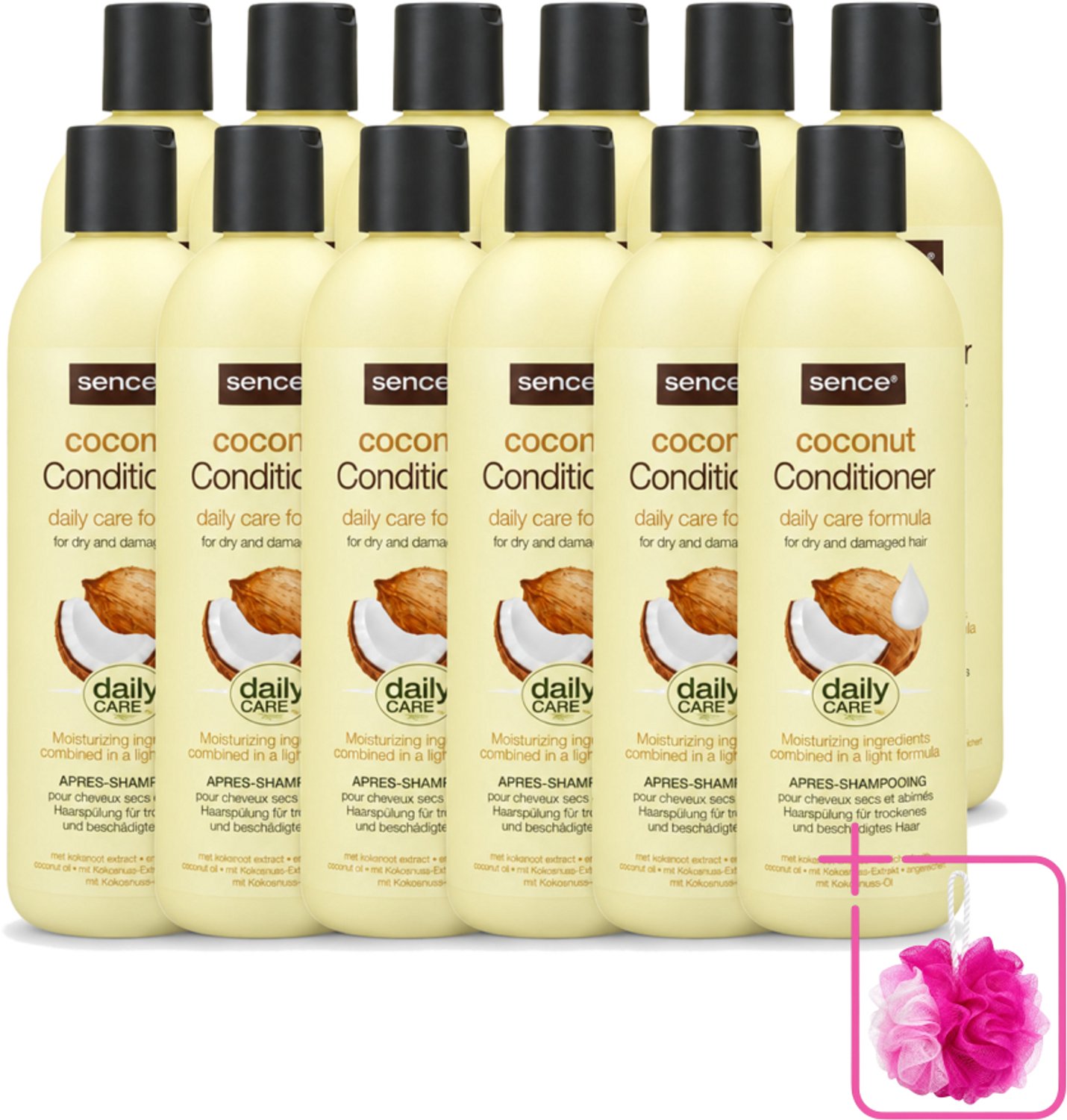12 x Sence – Conditioner – Coconut – 400 ml - Bulkverpakking - Conditioner voor droog haar - Douchemop - Kokos conditioner
