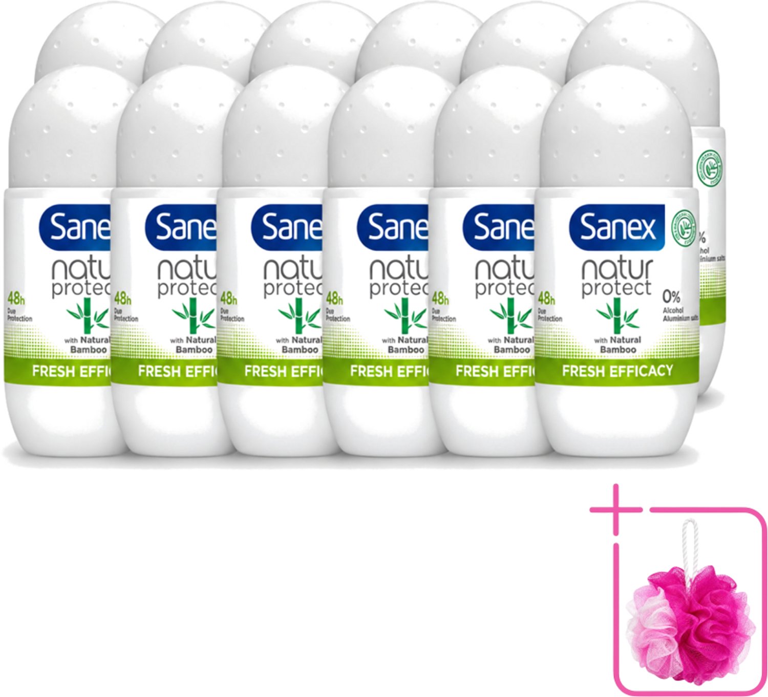 12 x Sanex – Deo Roll-on – Bamboo Fresh Efficacy – 50 ml - Bulkverpakking - Deodorant roll-on - Douchemop - Bamboe geur