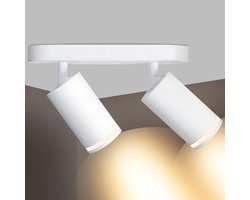 YODAVE Plafondspot, 2 lichtpunten, draaibaar, afneembare lampkoppen, GU10-fitting, aluminium, plafondspot, plafondlamp, zonder lampen (2 lichtpunten, wit)