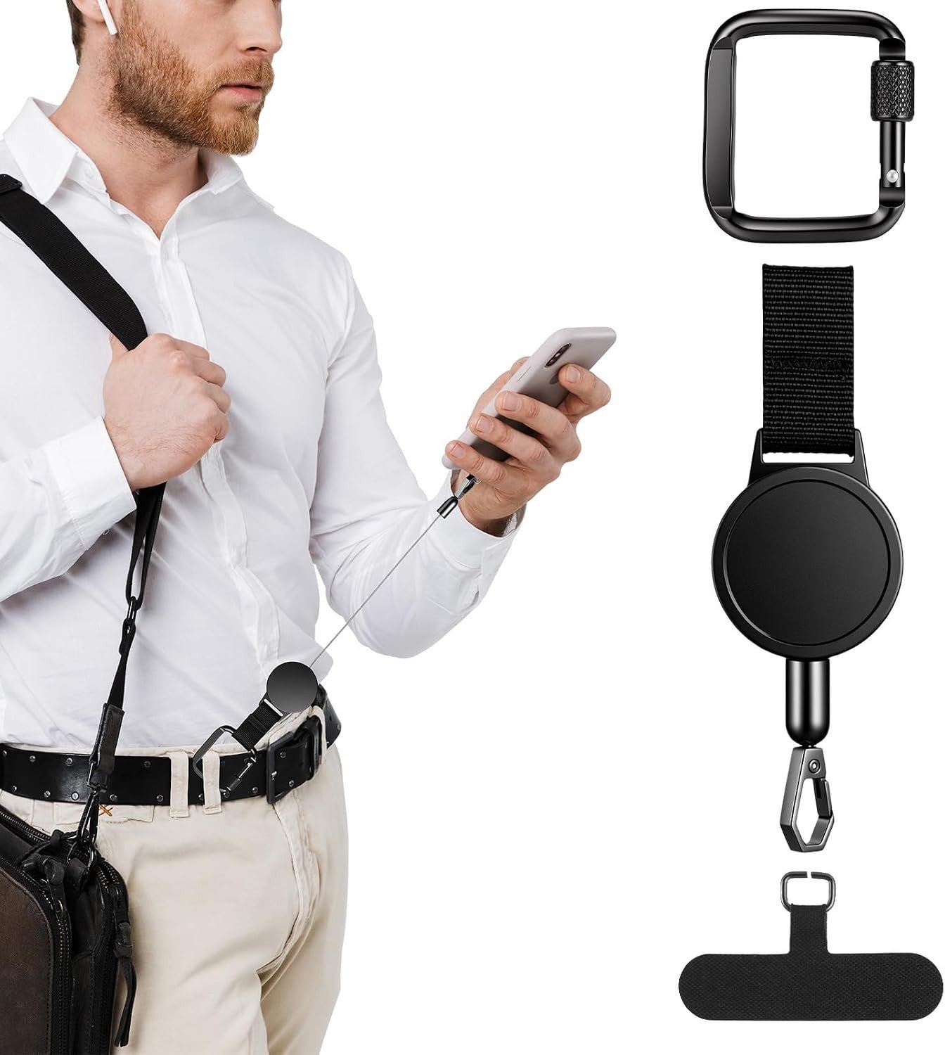 Veiligheidsgordel voor Smartphone met Retractable Telefoonhouder, Ideaal voor Skiën en Buitenactiviteiten, Anti-Diefstal Bescherming en Verlengbare Clip