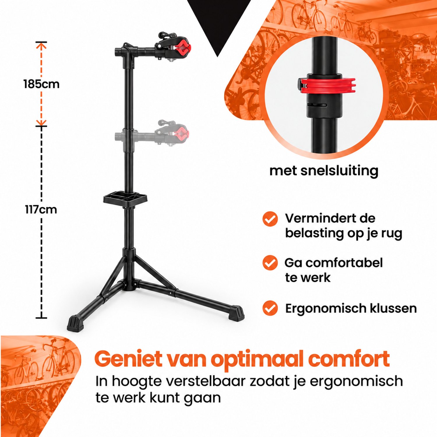 Fiets Montagestandaard - Fiets Reparatiestandaard – Fietsstaander - Fietslift - mountainbike - race fiets - tot 45KG – foto 6