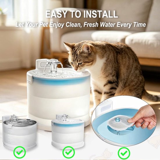 12 stuks filters voor E1 / E1+ Pet Water Fountain (2 l/67 oz) voor drinkfontein, 4-laags filtersysteem, kattenfontein, filterset inclusief reinigingsborstel — afbeelding 3