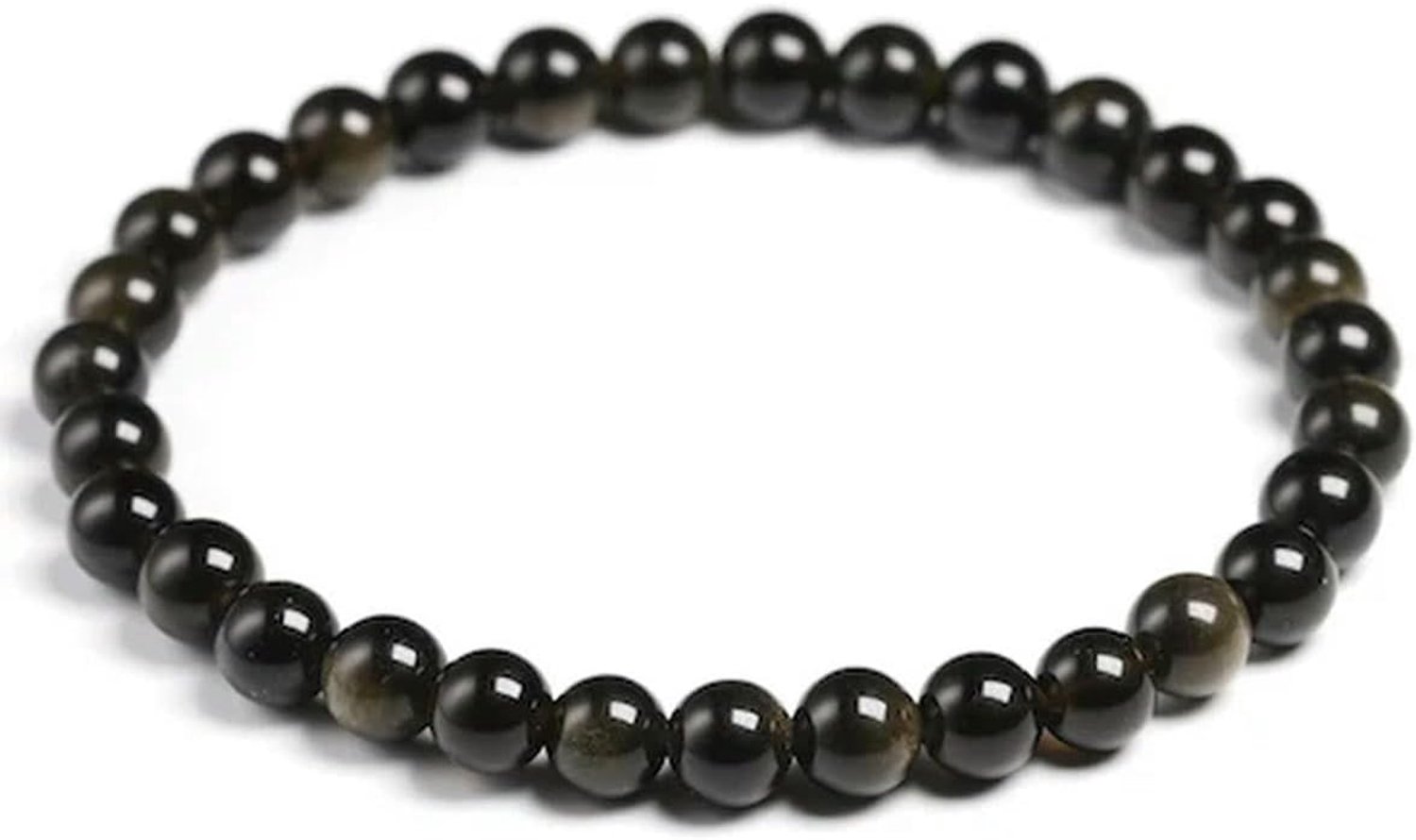 Armbanden 6 8 10 12mm Ronde Kralen Natuursteen Armband, 22cm 8.6inch, Steen Emaille Glas, Zirkonia Agaat obsidiaan