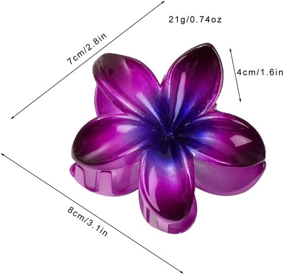 2 stuks Plumeria bloemen haarspelden, Hawaiiaanse klauwclip, antislip haarclip voor vrouwen, sterke grip, haarspelden voor styling voor vrouwen en meisjes, strandfeest — afbeelding 5