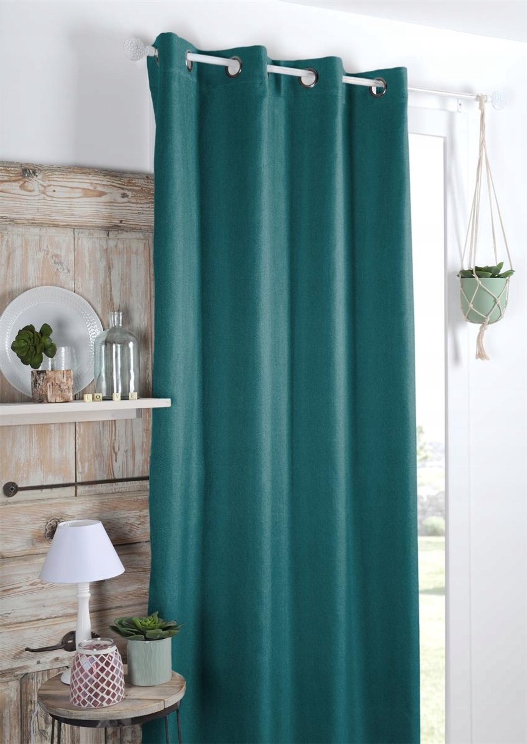 Merkloze Gordijn COPENHAGUE 140x260 cm Turquoise - Verduisterend