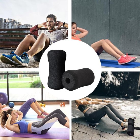 Zwarte rolhoezen - Zacht gewatteerde grip mouwdeel, vervangende mat demping, sportgereedschap | Home Gym Oefenmachine hulpstukken Fitness Sit Up Push Bar Bench Beenverlenging Gewichtheffen Deel — afbeelding 2