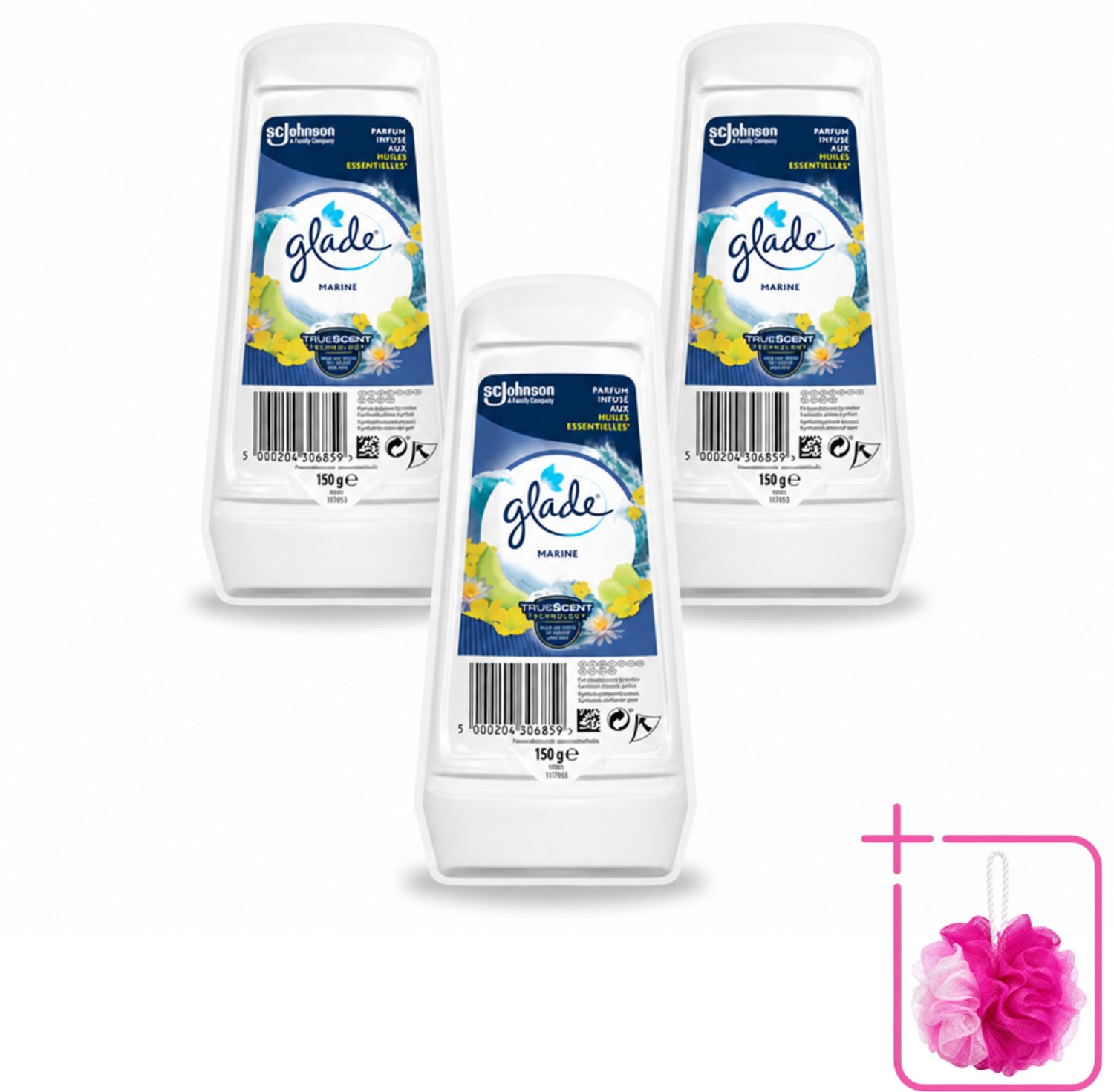 3 x Glade - Gel - Marine - 150 g - Bulkverpakking - Frisse lucht - Zeelucht