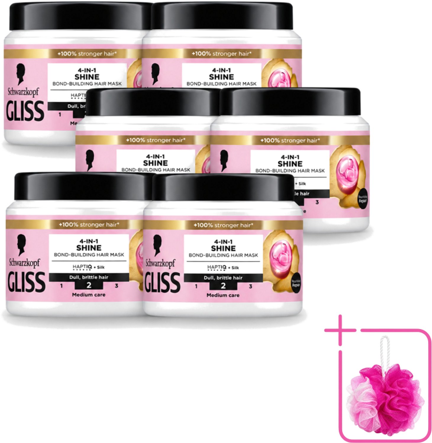 6 x Gliss - Haarmasker - 4in-1 Hair Mask - Voor Zijdezacht en Glanzend Haar - 400 ml - Bulkverpakking - Haarmasker - Douchemop - Zijde