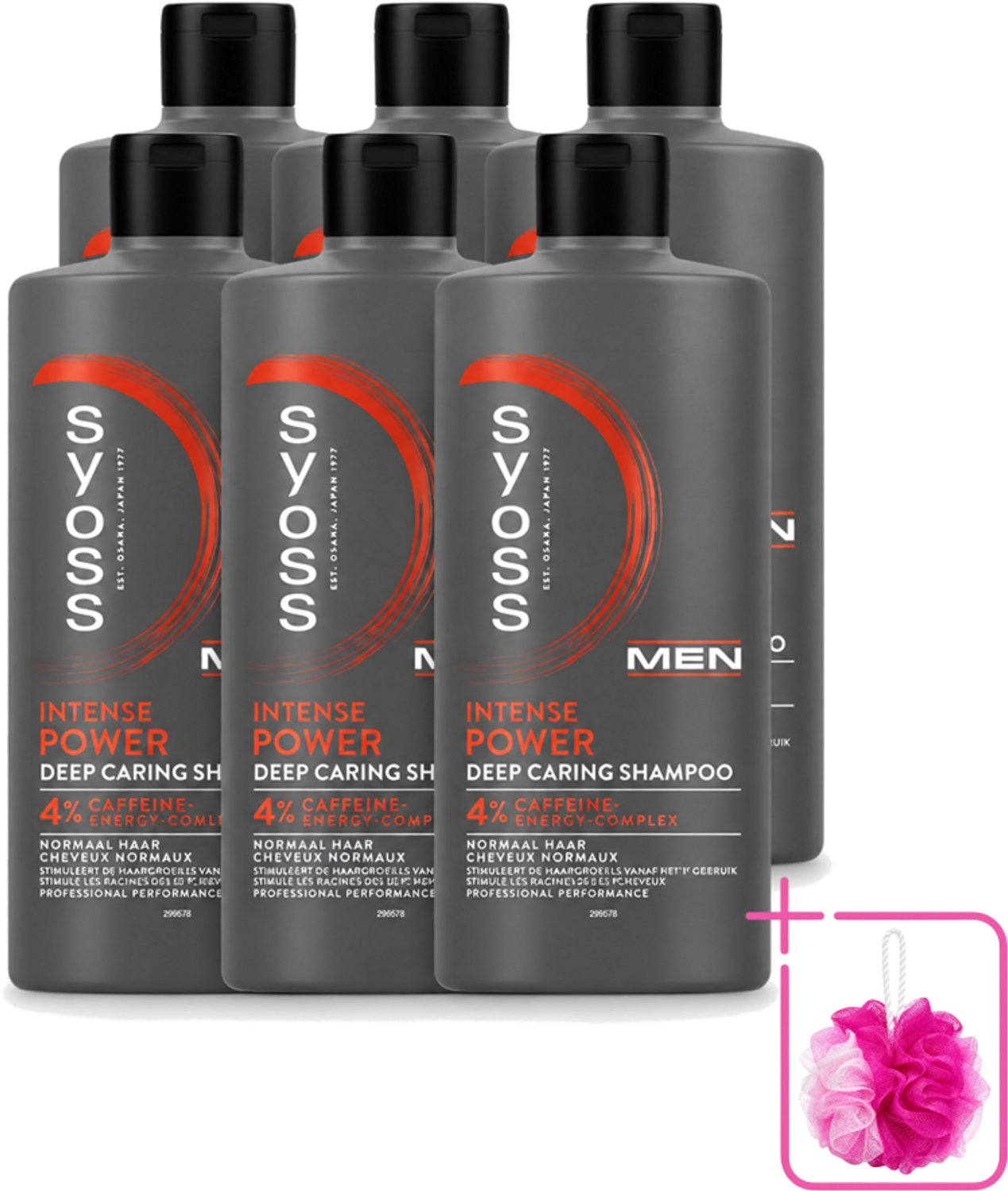 6 x SYOSS - Men Power - Shampoo - Langdurige Styling - 440ml - Bulkverpakking - Mannelijk haarverzorging - Douchemop - Krachtig haar