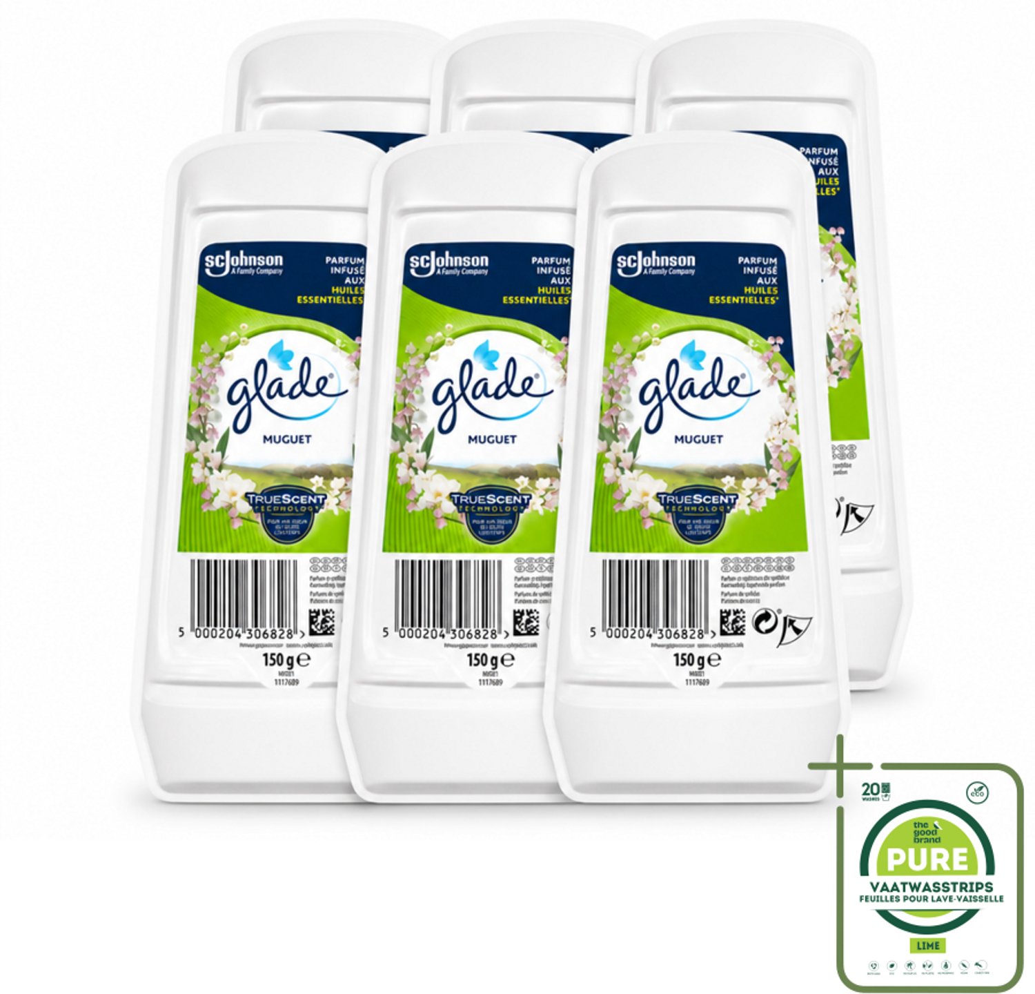 6 x Glade – Luchtverfrisser Gel – Muguet – 150 g - Grootverpakking - Luchtverfrisser - Geur - Muguet - Bloemige Geur - Frisse Geur