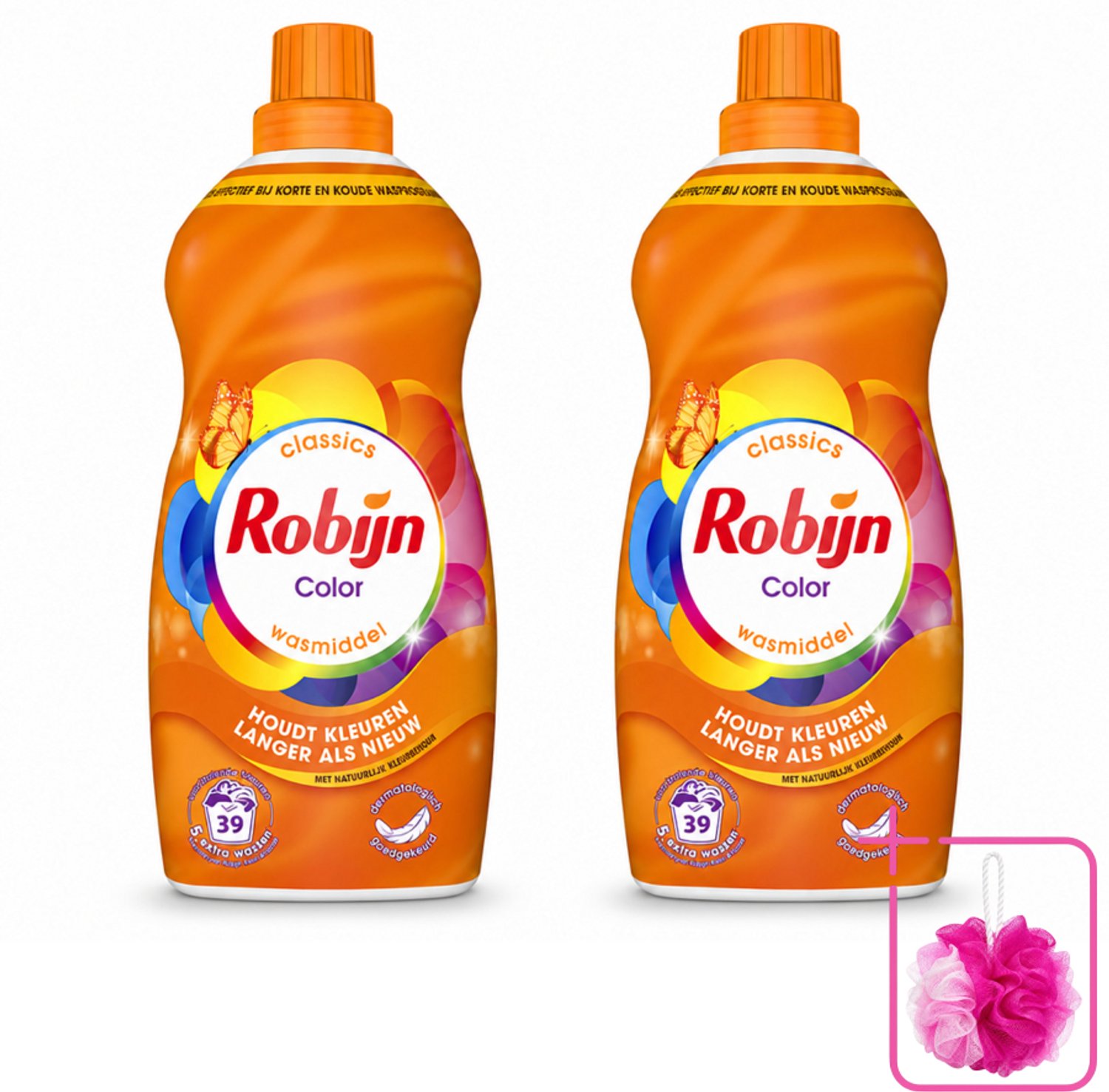 2 x Robijn – Vloeibaar Wasmiddel – Klein & Krachtig Color – 1,19 L - Bulkverpakking - Kleurbehoud - Douchemop - Kleurherstel