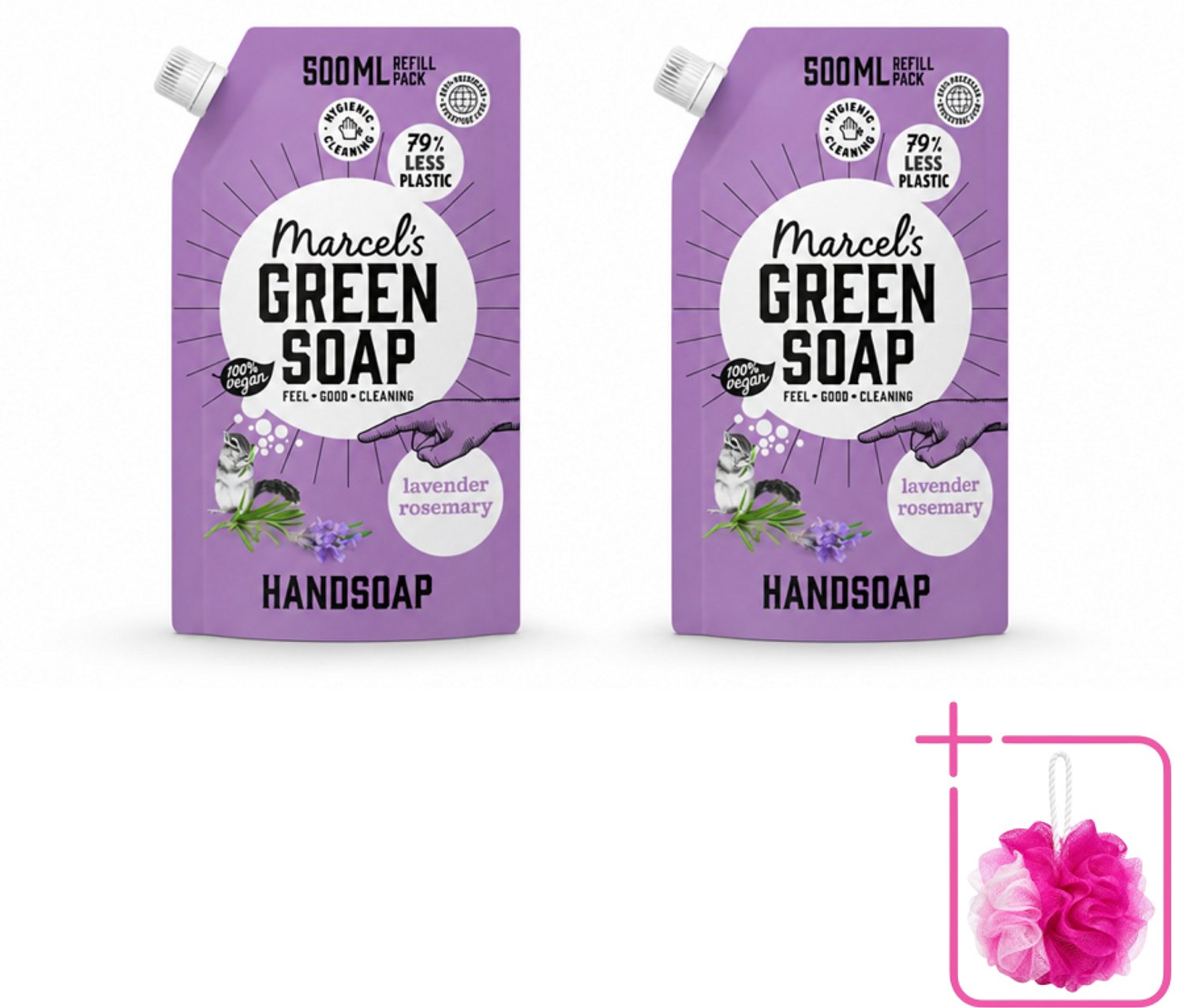 2 x Marcel’s Green Soap – Handzeep Navulling – Lavendel & Rozemarijn – 500 ml - Bulkverpakking - Handzeep - Douchemop - Natuurlijke handzeep