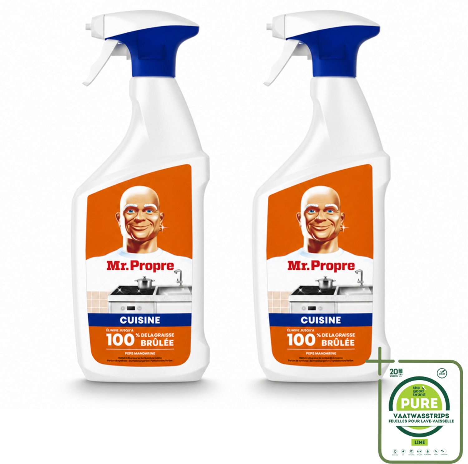 2 x Mr. Propre – Keukenontvetter Spray – Mandarijn Boost – 800 ml - Grootverpakking - Keukenontvetter - Vetvrij - Reinigings Spray - Mandarijn Geur - Schrobbloos Reinigen
