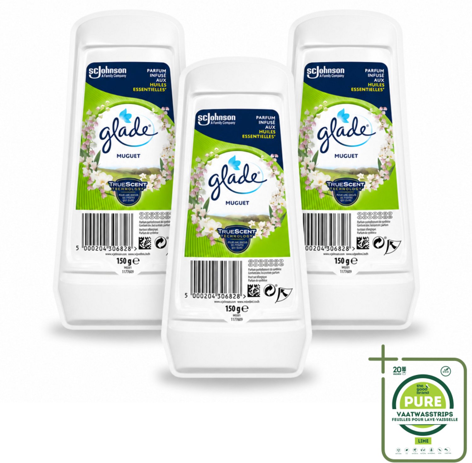 3 x Glade – Luchtverfrisser Gel – Muguet – 150 g - Grootverpakking - Luchtverfrisser - Geur - Muguet - Bloemige Geur - Frisse Geur