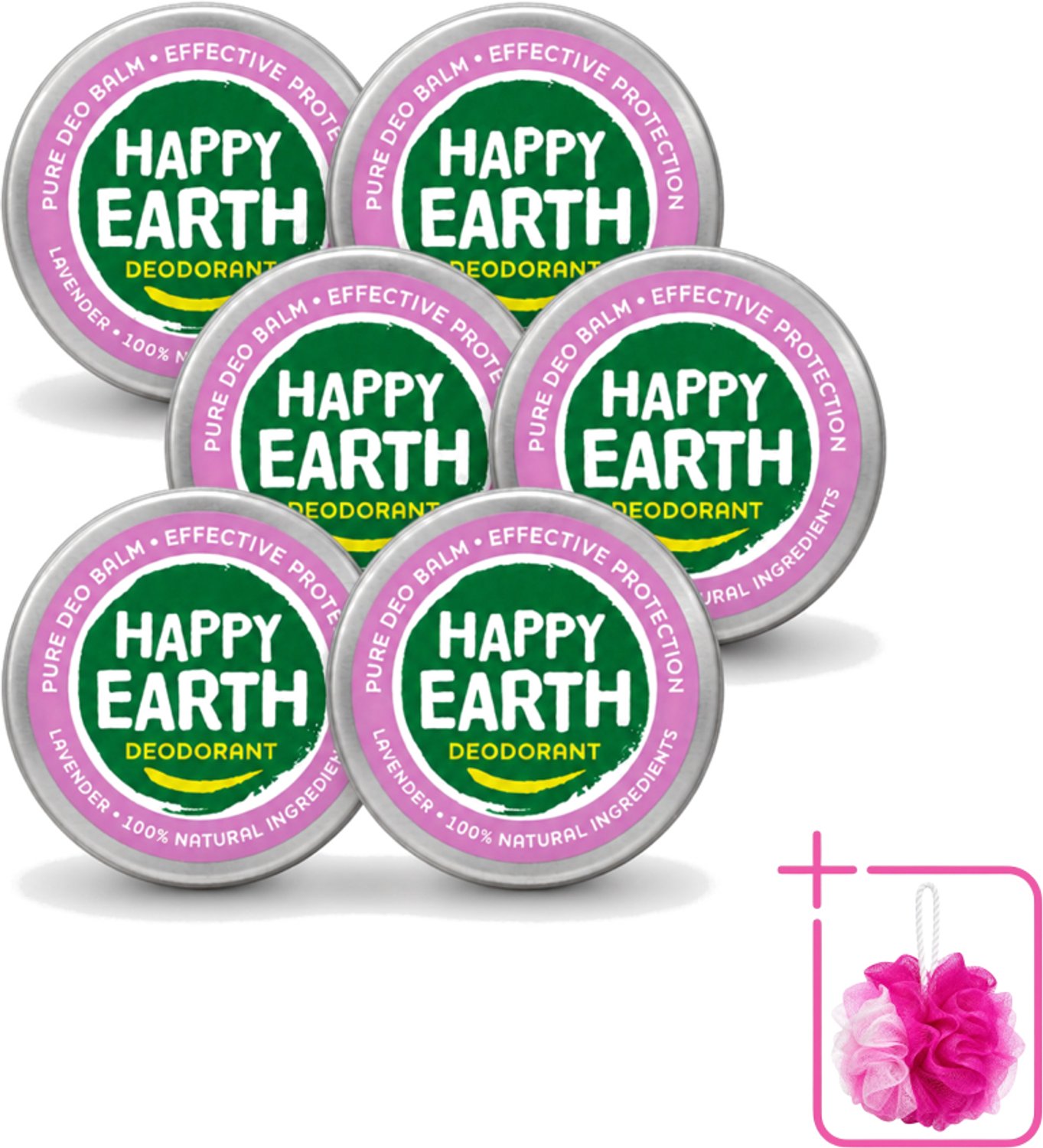 6 x Happy Earth – Deodorant Balm – 100% Natuurlijk Lavender – 45 g - Bulkverpakking - Natuurlijke deodorant - Frisse geur