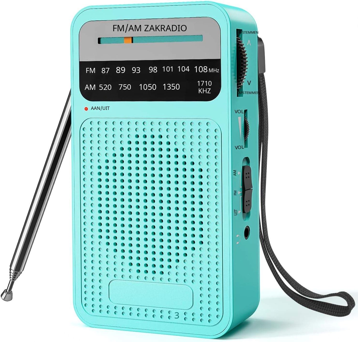 Warmara Noodradio op Batterijen - Noodradio - Radio Noodpakket - Turkoois - 15cm x 3cm x 8cm