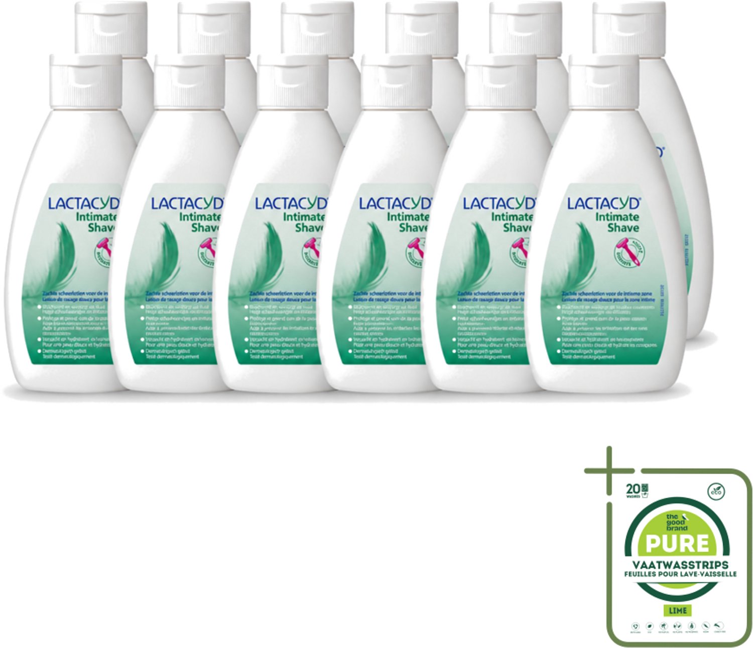 12 x Lactacyd – Intimate Shave – Scheerlotion – 200 ml - Grootverpakking - Vaatwasstrips - Intieme Scheerlotion - Gevoelige Huid - Scheercomfort - Scheerbultjes - Hydraterende Lotion