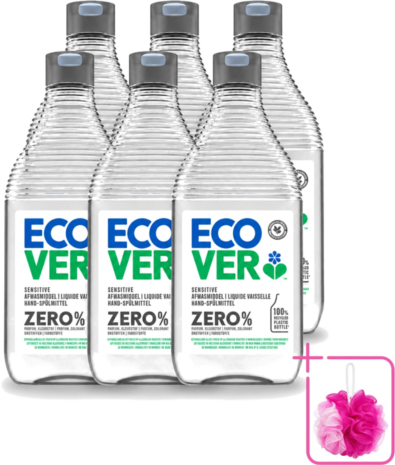 6 x Ecover - Afwasmiddel ZERO - Parfumvrij - 450 ml - Bulkverpakking - Afwasmiddel zonder geur - Hypoallergeen afwasmiddel