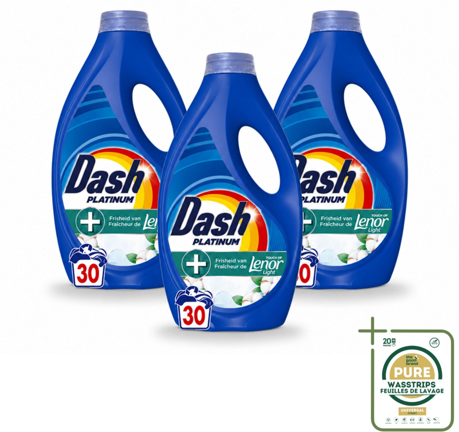 3 x Dash – Wasmiddel – Katoen Fris – 1350 ml - Wasstrips - Wasmiddel - Katoengeur - Fris - Vlekverwijdering - Wasbeurt