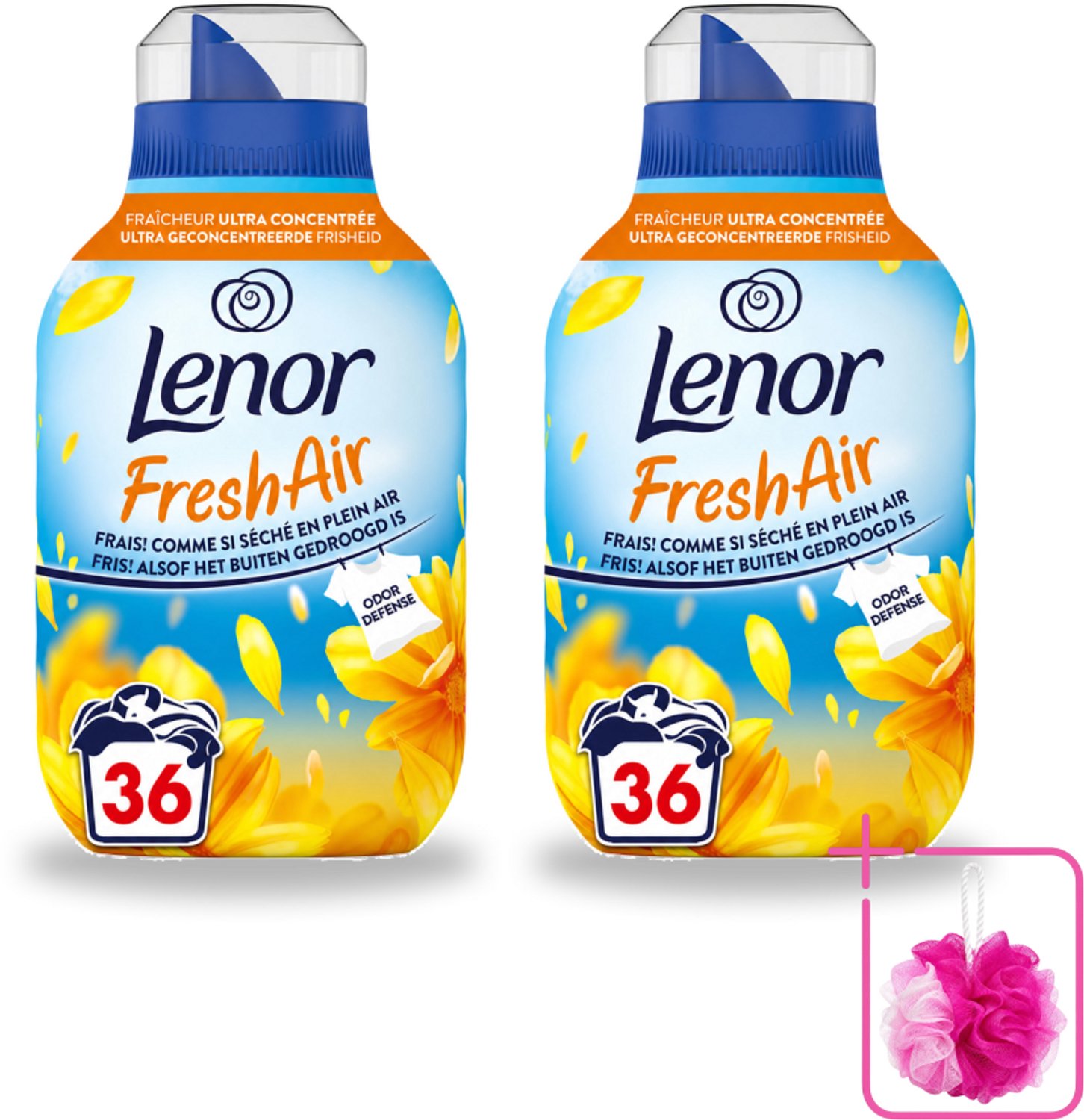 2 x Lenor - Wasverzachter - Fresh Air Zonnestralen - Ultra Geconcentreerd - 36 Wasbeurten - Bulkverpakking - Wasverzachter - Douchemop - Buitenfrisheid