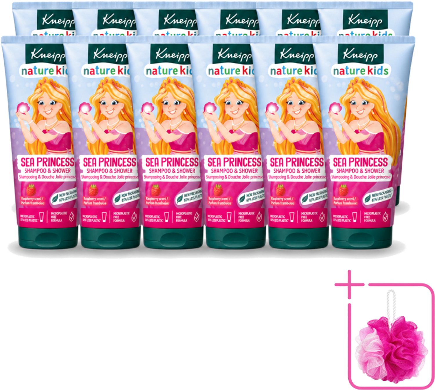 12 x Kneipp - Shampoo & Douche - Prinsessen - 200 ml - Bulkverpakking - Kinderdouchegel - Douchemop - Kinderbad