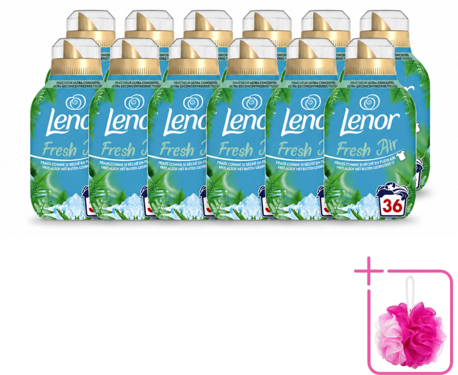 12 x Lenor - Wasverzachter - Fresh Air Noorderlicht - Ultra Geconcentreerd - 36 Wasbeurten - Bulkverpakking - Wasverzachter - Douchemop - Frisheid