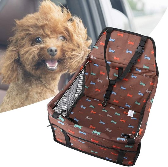 lyrlody Wasbare hondenautostoel, 3-in-1 opvouwbare huisdier-kattenautostoel, reisstoel, ademende hondenautostoel voor auto, SUV, vrachtwagen, met veiligheidsgordel (bruin) — afbeelding 5