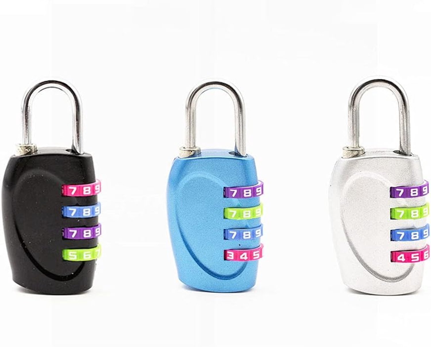 4 cijferige wachtwoord combinatie hangslot, 2 stks zwart/sliver/blauw resettable waterdicht hangslot beveiliging code slot voor school, gym, outdoor schuur locker