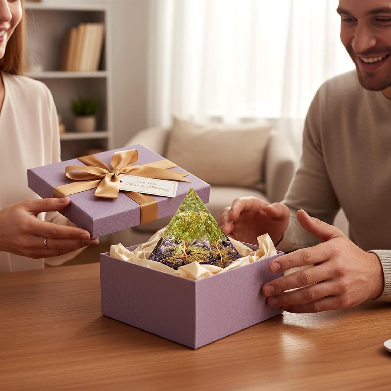 2.36inch Tree Shape Crystal Pyramid Peridot&Amethyst Pyramide For Decoration,Gifts