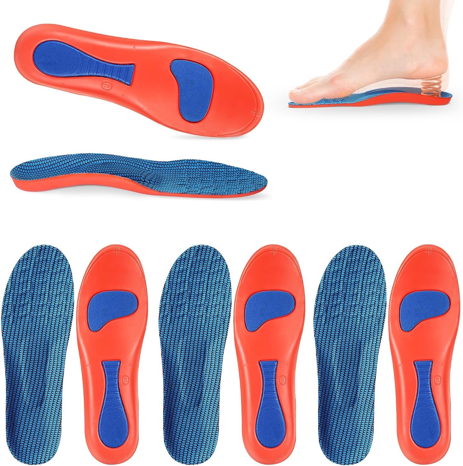 Ergonomische Orthopedische Inlegzolen voor Hielpijn, Ademend Gel en Steun voor Plantenfasciitis, Geschikt voor Mannen en Vrouwen