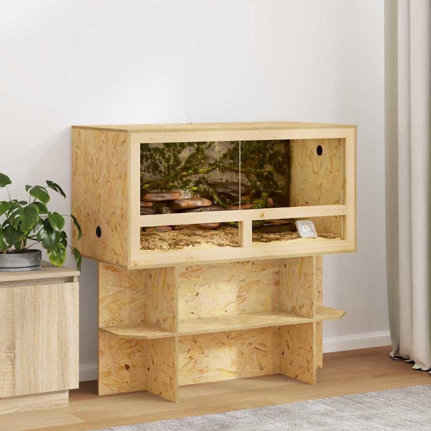 Terrariumbasis, reptielenhuis van OSB, 100 x 50 x 50 cm, bruin