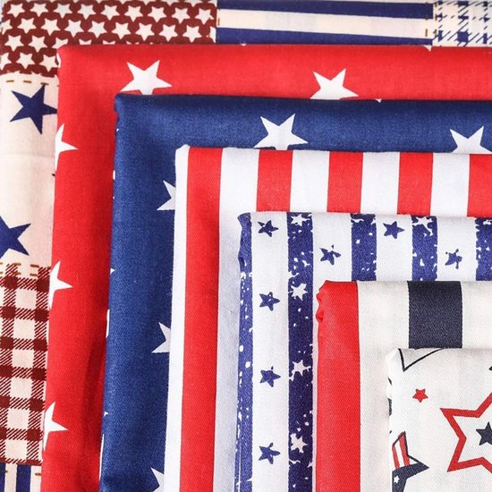 7 stuks Star Stripe Serie Patchwork stoffen pakket katoen 50 x 50 cm katoenen stoffen stoffenbundel stofpakket stoffreste naaistoffen DIY knutselen naaien quilten katoenen doek Star Stripe — afbeelding 5