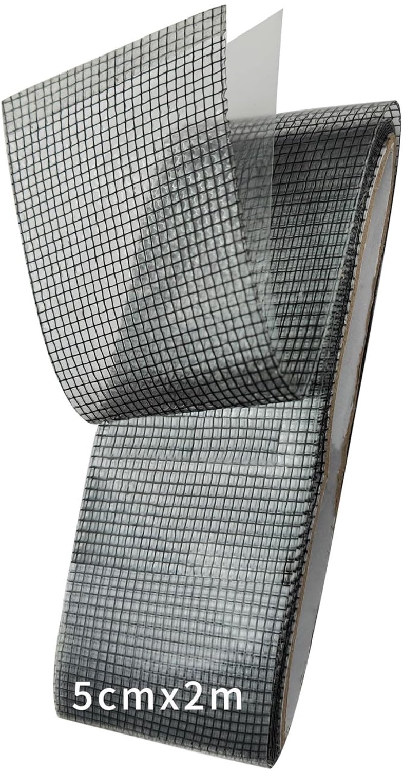 fly screen repair kit, fly net, self-adhesive fly screen repair tape, adhesive tape, fly net, strong adhesion, waterproof, durable, 5 cm x 2 m (black)