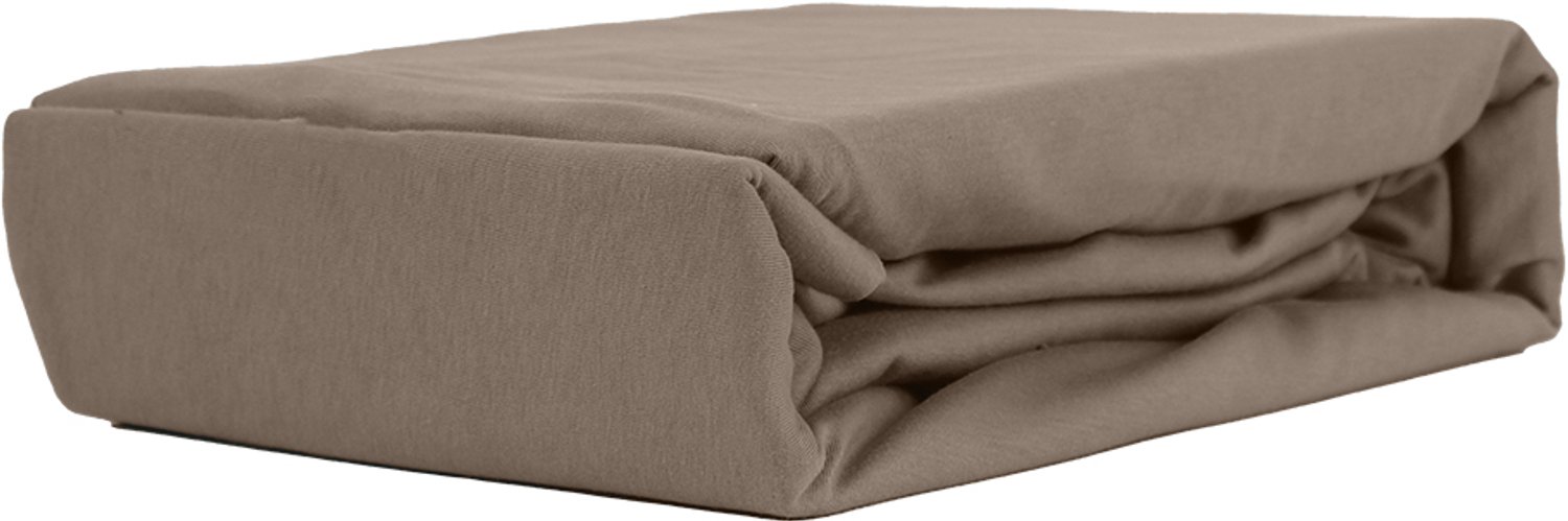 Kam-Pol Jersey Hoeslaken Katoen 100% met Elastiek 30cm Cappuccino 80x220