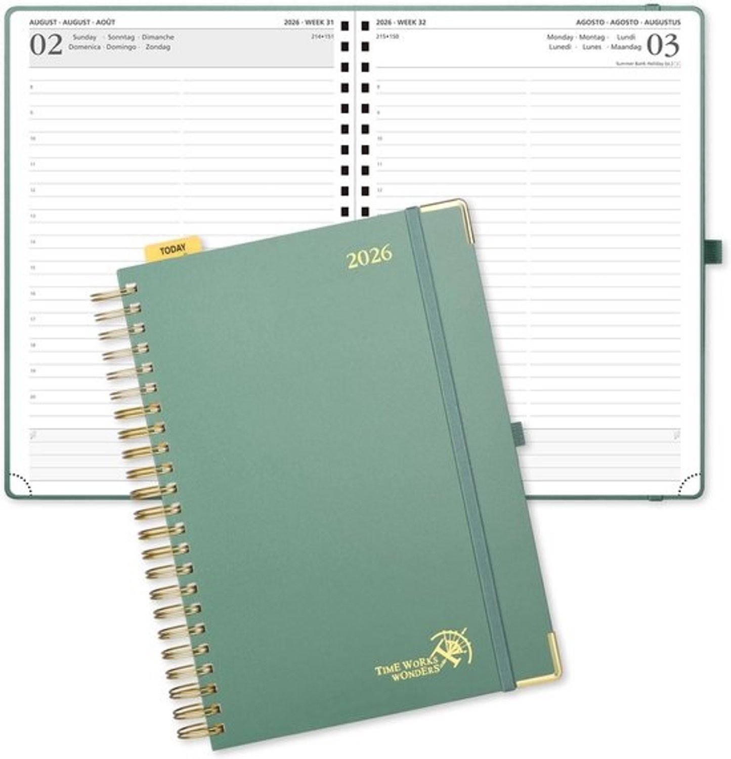 A4 Dagplanner 2026 - 12 Maanden Januari tot December - 1 Dag 1 Pagina - Spiraal Planner - 80g FSC Papier