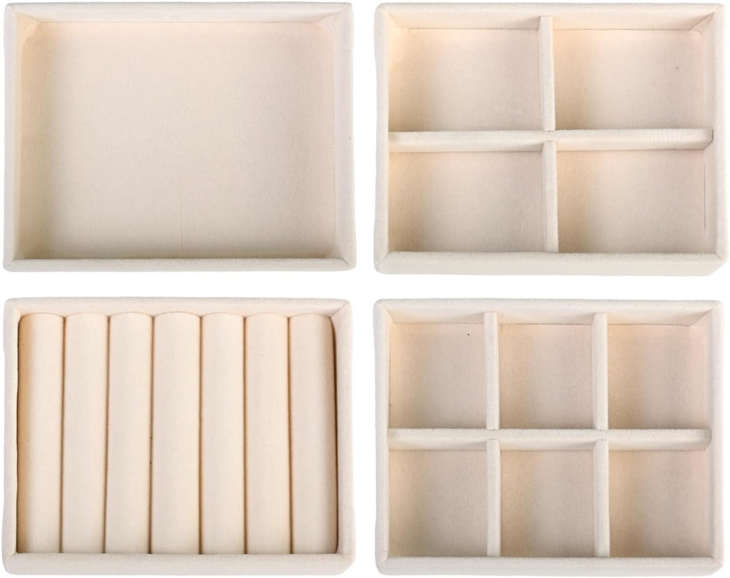 juwelendoos 4 stuks - beige - stapelbaar - ideale organizer voor sieraden - ShopVlot