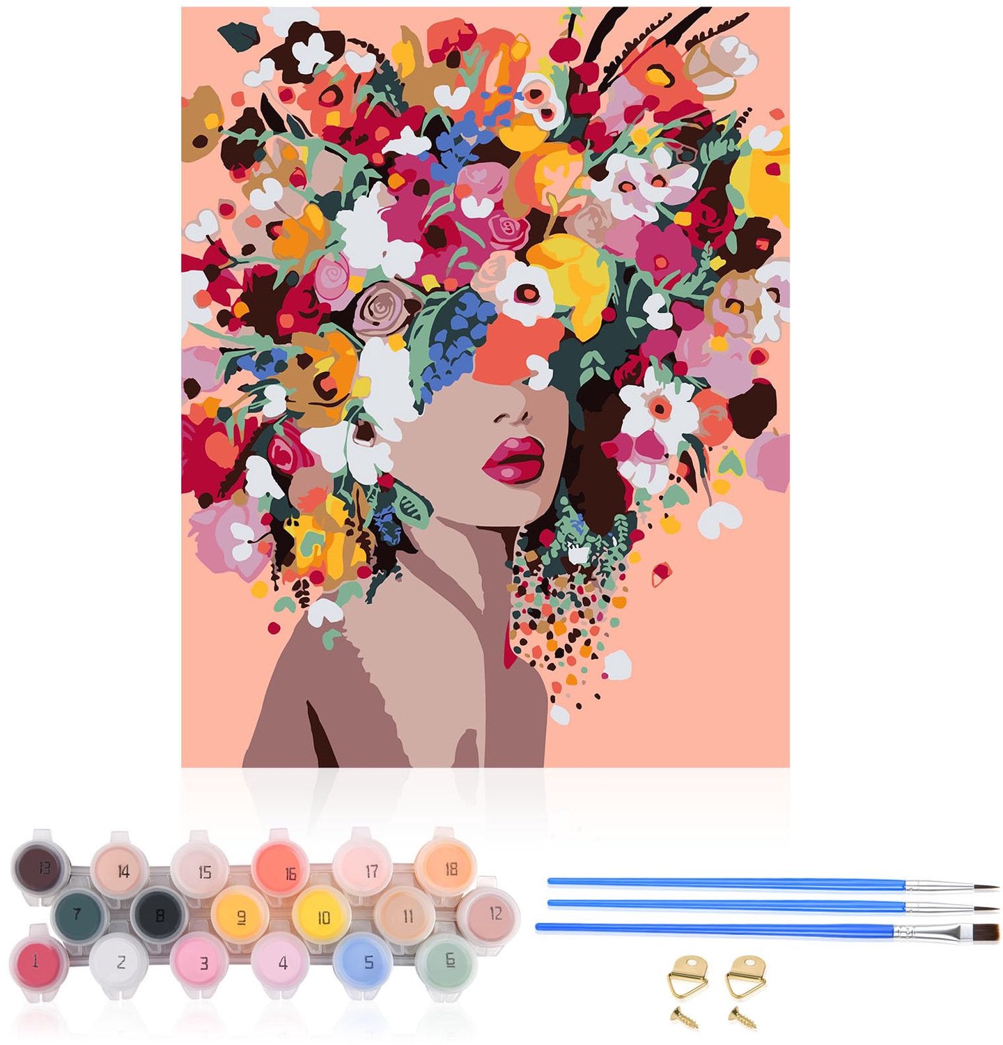 OSDUE Schilderen op nummer, doe-het-zelf schilderen op nummer voor volwassenen beginners, canvas olieverfschilderij kit met borstels en acrylpigment,