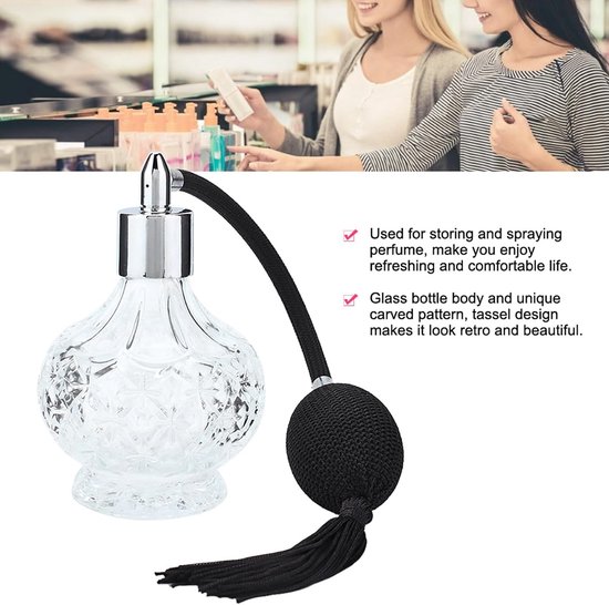 Fles Parfum 12×8×8 Retro Parfumflesje Navulbare Kwastje Lege Spuitfles Verstuiver 80ml Parfum Puffer Fles Parfum Verstuiver Navulbaar — afbeelding 4