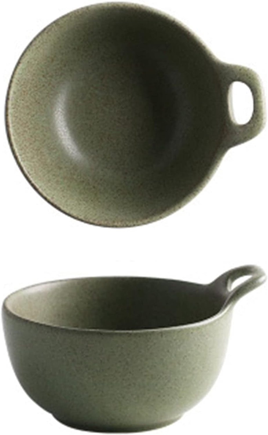Saladekom Brons Groen Bord met Handvat Keramiek Servies Huishouden Lange Visschotel Soep Steak Saladekom Schotel Dessertkom Salade Serveerschaal