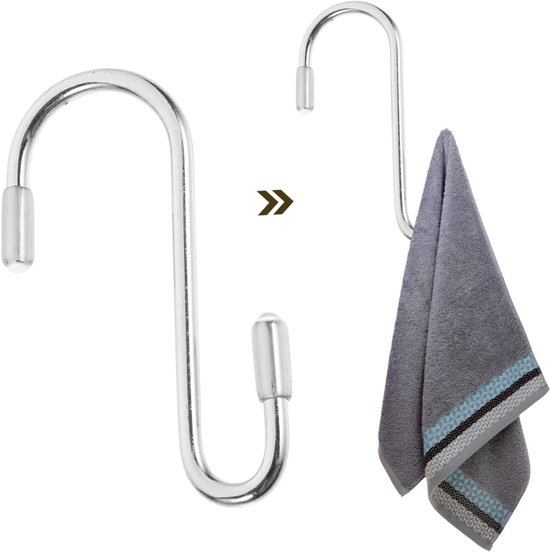 12stuks Delige S-vormige Haken Ophangen Van Handdoeken Kleding Accessoires Robuuste Haken Van Roestvrij Voor Keuken Badkamer Slaapkamer Kantoorgebruik — afbeelding 4
