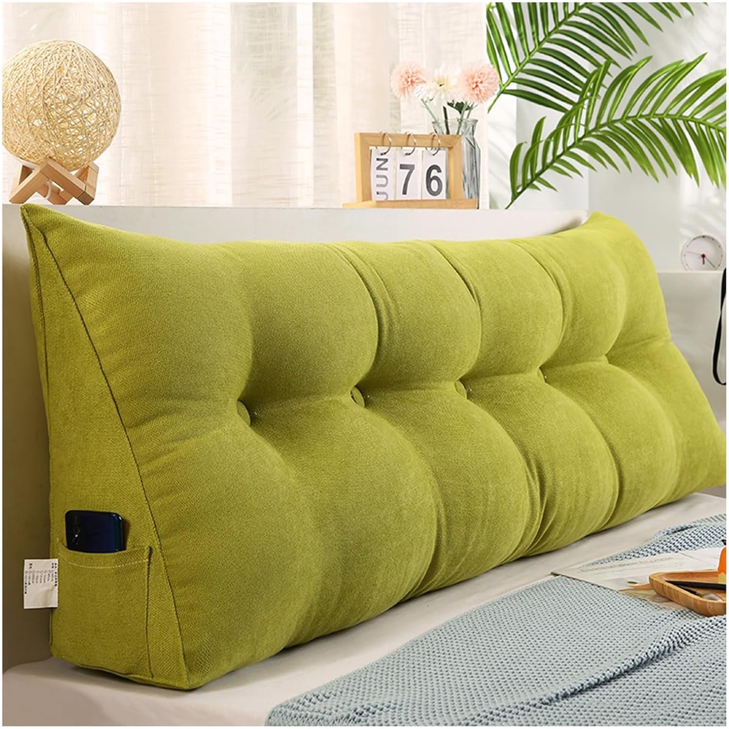 Ondersteuningskussen voor bed en bank, corduroy lendenkussen voor rugleuning, beige, 60 x 50 x 20 cm