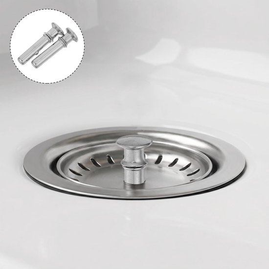 2 Stuks Rvs Keukenafvoer Stoppen Stang Eenvoudige Handmatige Montage Vervanging voor Wasbak Zeef Plug Duurzame Afvoer Reparatie Onderdelen — afbeelding 4